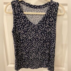 LOFT Dark Blue Floral Tank Top
